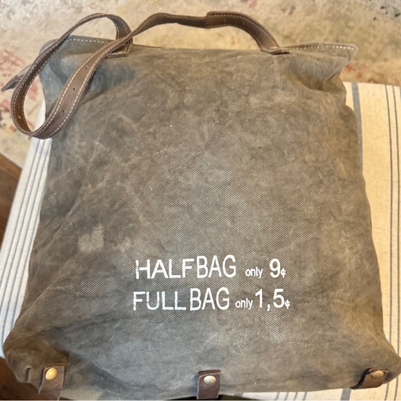 Myra Bag Brown Canvas Backpack with Bicycle Print - Picture 2 of 4